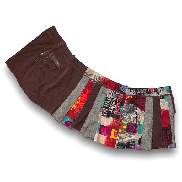 p l e a t :: Unique Bold Multimedia Pleated Mini Skirt Tweed Velvet - Picture 14 of 15